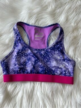 Girls Old Navy Active Lavender Purple Sports Bra with Pink Trim M